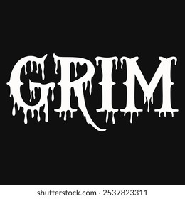 Grim Halloween text Typography Scarry Horror vector transparent background