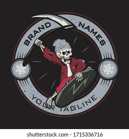 Grim ice skater with modern style for your tshirt.
