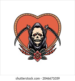grim love tattoo vector design