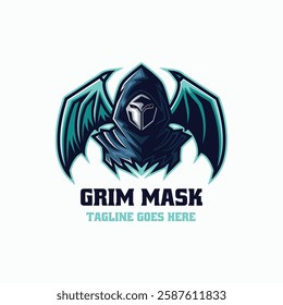 Grim Mask Mascot Cartoon Logo