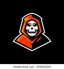 grim reaper, angel of death esport gaming mascot logo template isolated on black background