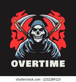 Grim Reaper With Axe Vector Illustration