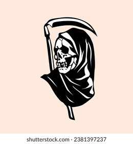 Grim Reaper Balck White TattooVintage