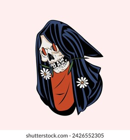 Grim reaper with beautiful flowers Art