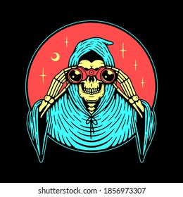 GRIM REAPER WITH BINOCULARS COLOR BLACK BACKGROUND