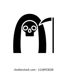 Grim reaper black icon concept. Grim reaper flat  vector symbol, sign, illustration.