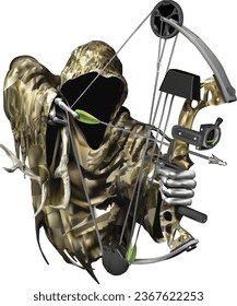 Grim Reaper Bow Hunting Camouflage, 3D Grim Reaper Archer Sticker