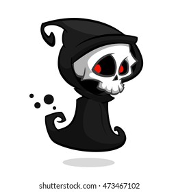 Grim reaper cartoon character isolated on a white background. Halloween vector death character