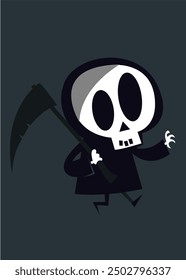 Grim reaper cartoon character. Skull illustration isolated