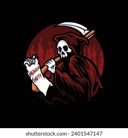 Grim Reaper Cartoon Character Vector Illustration