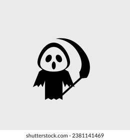 Grim reaper cartoon cute, simple illustration, halloween, spooky, scary.