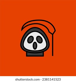 Grim reaper cartoon cute, simple illustration, halloween, spooky, scary.