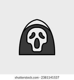 Grim reaper cartoon cute, simple illustration, halloween, spooky, scary.