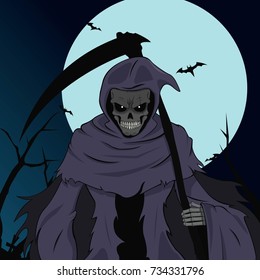 grim reaper cartoon halloween vector