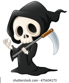 Grim Reaper Cartoon Waving Hand