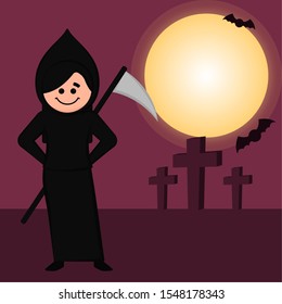 Grim reaper character image. Halloween costume - Vector illustration