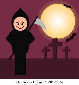 Grim reaper character image. Halloween costume - Vector illustration
