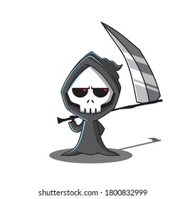 a grim reaper character that is robed in black and carries a large scythe