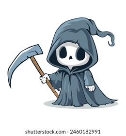 grim reaper chibi mascot illustration