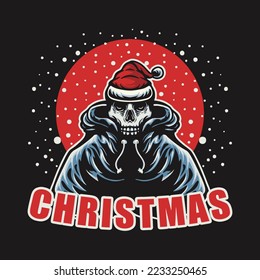 Grim Reaper Christmas Logo Vector Illustration