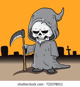 Grim Reaper cute cartoon in halloween