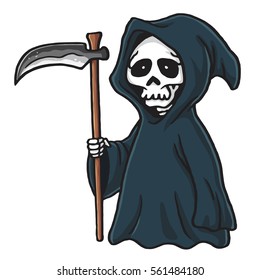 Grim Reaper Cute Cartoon Skeleton Halloween Stock Vector (Royalty Free ...