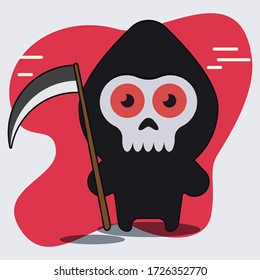 Grim reaper cute cartoon vector illustration