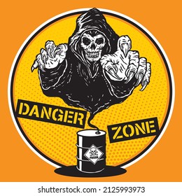 Grim Reaper Danger Zone Poisonous Illustration