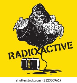 Grim Reaper Dangerous Radioactive Illustration