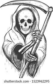 Grim Reaper Death Cloak Hand Drawing Stock Vector (Royalty Free ...