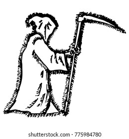 Grim Reaper. Death in a hoodie. Vector illustration.