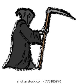 Grim Reaper. Death in a hoodie. Vector illustration.