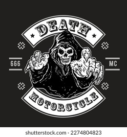 Grim Reaper Death Motorcycle Club Emblem Logo Design