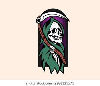 Grim reaper death skeleton Illustration art