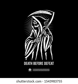 Grim Reaper. Design for printing on t-shirts, stickers and more. Vector.