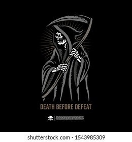 Grim Reaper. Design for printing on t-shirts, stickers and more. Vector.