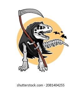 grim reaper dinosaurus vector illustration design