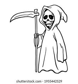 Grim Reaper Drawing Black and White Background Halloween Card Invitation Design Template