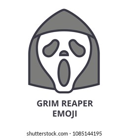 grim reaper emoji vector line icon, sign, illustration on background, editable strokes