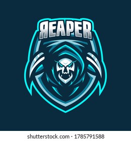 Grim Reaper esport gaming mascot logo template for streamer team. esport logo design with modern illustration concept style for badge, emblem and tshirt printing