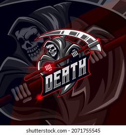 Grim Reaper e-sport logo design vector illustration