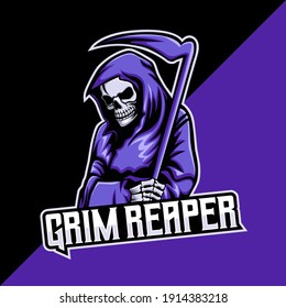 Grim reaper esport and mascot logo template. easy to edit and customize