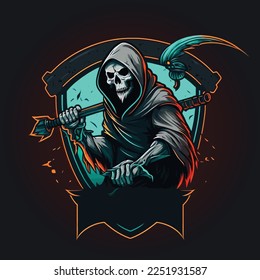 Grim Reaper, esports mascot design, gaming logo template, illustration
