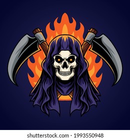 Grim reaper and fire vector illustration