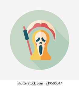 Grim Reaper flat icon with long shadow,eps10