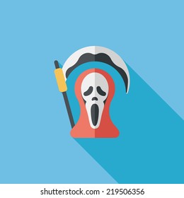 Grim Reaper flat icon with long shadow,eps10