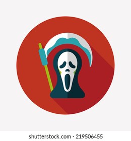 Grim Reaper flat icon with long shadow,eps10