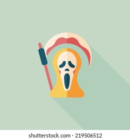 Grim Reaper flat icon with long shadow,eps10