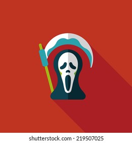 Grim Reaper flat icon with long shadow,eps10