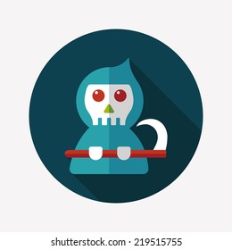 Grim Reaper flat icon with long shadow,eps10